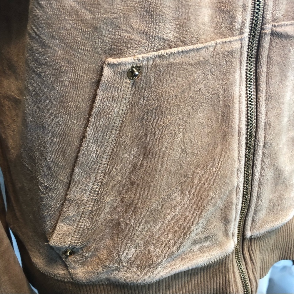 Michael Kors Vintage Light Brown Velour Zip Up Jacket with pockets Size Medium - Picture 7 of 14